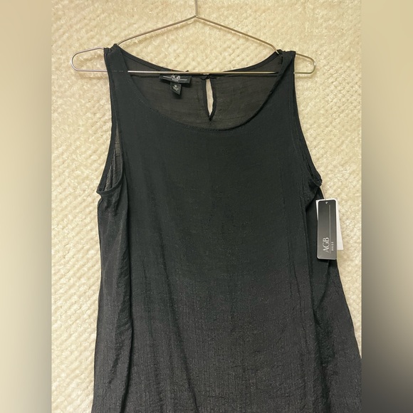 AGB Womens Black Dress Ruffle Hem Sleeveless Knee Length Loose Fit Casual Medium - Picture 3 of 9